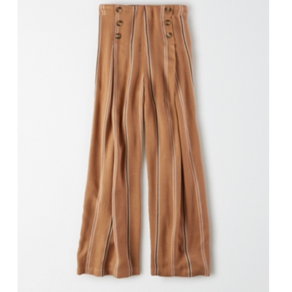 High waisted button front palazzo pant
